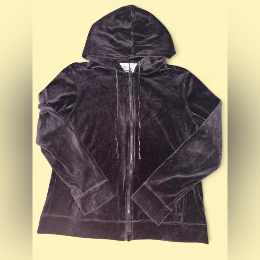 Route 66 Black Velour Double Zipper Zip Up